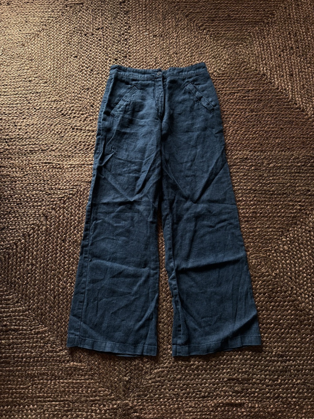 Reformation Blue Linen Wide Leg Pants Sz 26